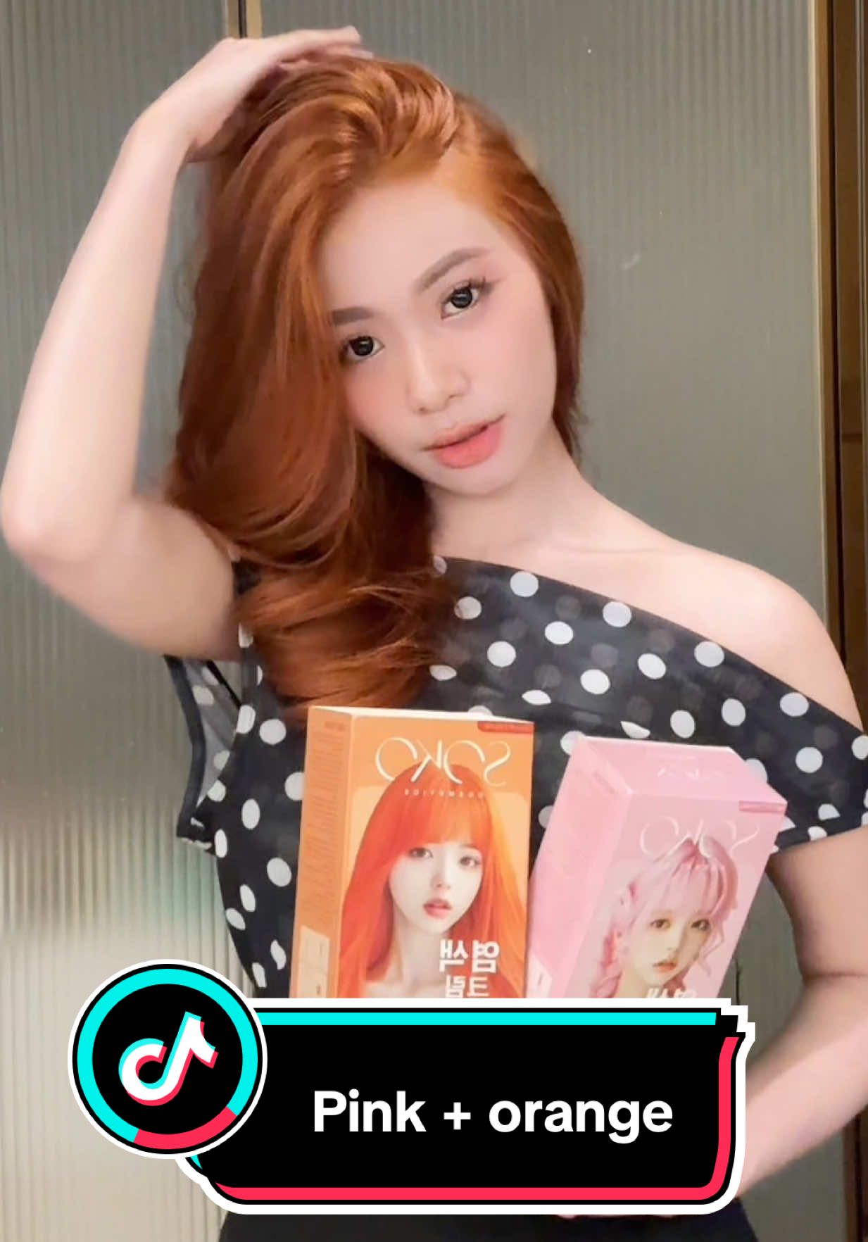 Soko pink+ orange ពណ៍ទឹកក្រូចឈូក លេីកមុខអោយស ហេីយប្លែក ស្អាត ខ្លាំងៗ 💗🧡   #soko #sokocosmeticscambodia  #sokohaircolorecream #haircolore #sokotreatment