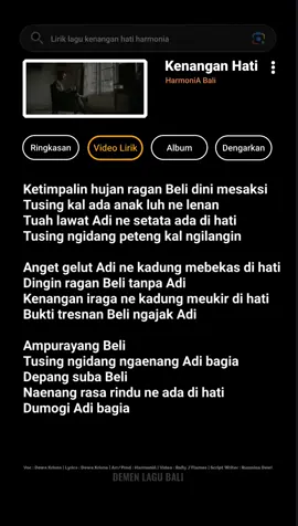 Kenangan Hati - HarmoniA Bali ( @harmoniabali )  • #lirikgoogle #liriklagubali #kenanganhati #harmoniabali #demenlagubali 