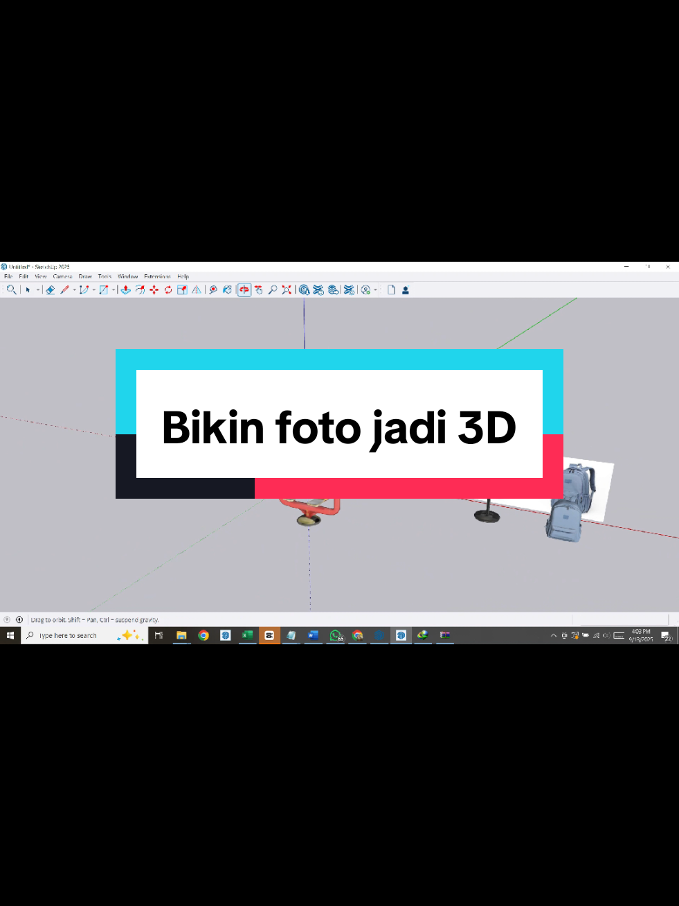 Membalas @areis0468 gini bosku cara bikin 2d jadi 3d buat sketchup. langsung jadi fotomu. jgn lupa paket lengkapnya yaa. link ada di bio atau komen #promoseruweekend #tutorialsketchup #sketchuptutorial #sketchupindonesia 