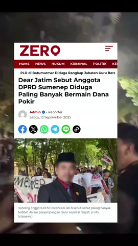 Dear Jatim Sebut Anggota DPRD Sumenep Inisial IW Diduga Paling Banyak Bermain Dana Pokir #polressumenep #sumenep #maduraviral #suararakyat #masukberandafyp  SUMENEP- Kasus dugaan tindak pidana korupsi dana Pokok Pikiran Rakyat (Pokir) DPRD Sumenep yang dilaporkan Aktivis Dear Jatim pada tanggal 31 Mei 2024 menyebutkan ada orang yang terlibat  M. Ferdy Dwi Hidayat aktivis Dear Jatim mengatakan dugaan praktik “jual beli” Pokir dan penyimpangan dalam penggunaan dana aspirasi rakyat tersebut. Diduga, dana Pokir diperjual belikan melalui koordinator lapangan (korlap) dengan potongan (fee) proyek mencapai 30%. Selain itu, sejumlah proyek Pokir diduga fiktif, tumpang tindih, dan bermasalah dalam Laporan Pertanggung Jawaban (LPJ). Menurut Ferdy laporan yang dugaan korupsi dana pokir DPRD Sumenep Tahun Anggaran 2021, 2022 dan 2023  Pada tahun 2021 dananya dialokasikan ke kelompok dan 2022-2023 bentuknya adalah BKK Desa, yang anggarannya langsung masuk ke kas Desa  “Hampir semua pokir DPRD Sumenep bermasalah, tapi yang paling nampak milik DPRD IW, dia menarik fee 25% dari anggaran, dan dia  juga diduga mengerjakan sendiri, dan bahkan mendatangkan bahan sendiri di salah satu desa dapil 4  Sebelumnya, Polres Sumenep sudah melakukan beberapa pemeriksaan kepada puluhan kepala Desa dan beberapa saksi lain  Kasat Reskrim AKP Agus Rusdiyanto mengatakan akan melakukan pemeriksaan kepada beberapa anggota legislatif karena dinilai penting untuk memperjelas alur dan mekanisme pengusulan hingga realisasi dana pokir DPRD