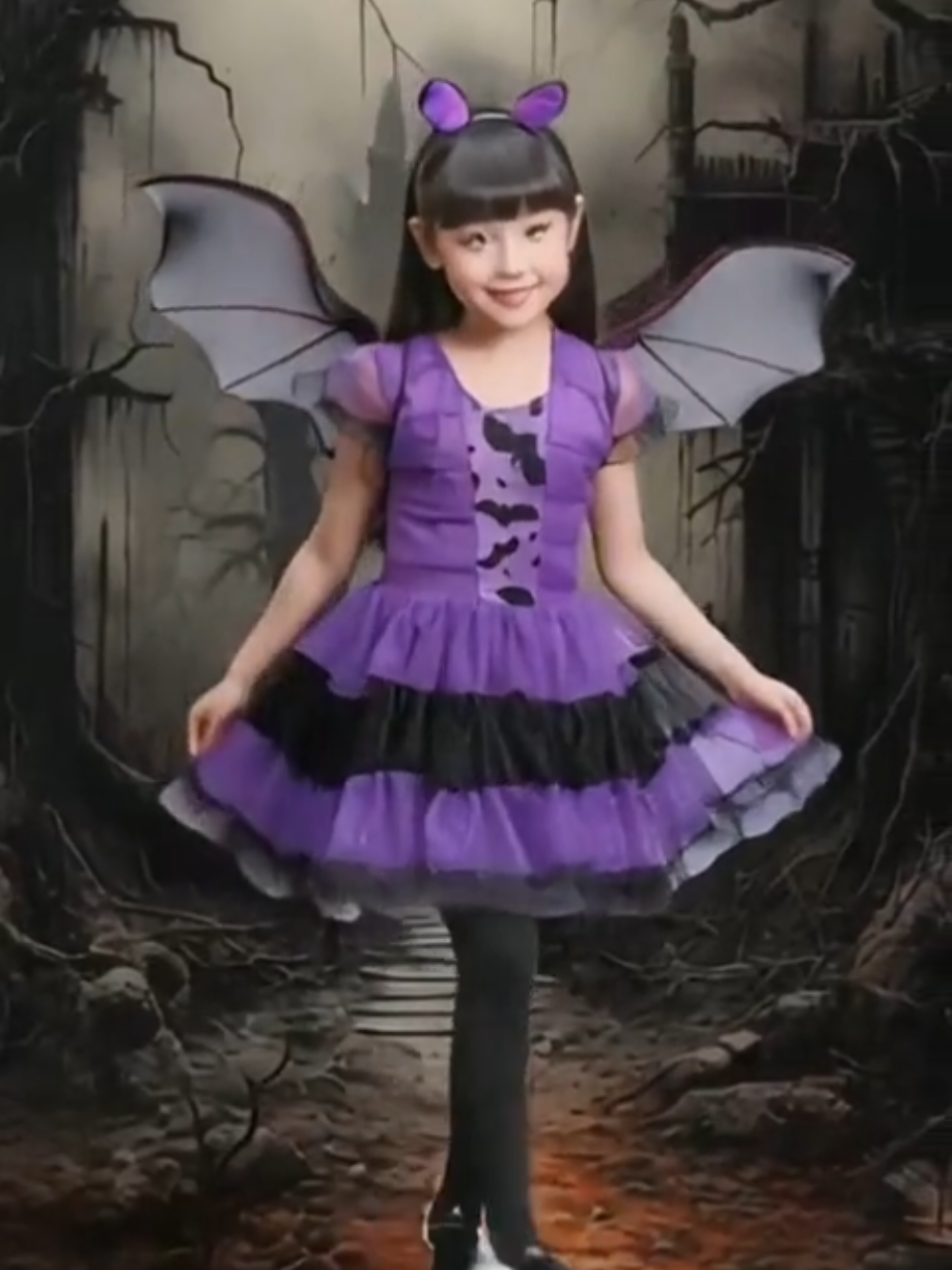 Halloween Witch Bat Costume Kids Girl Cosplay Costume Bithday Theme  Event Party Costume  ‎‎#witchbatcostume ‎#halloweencostume ‎#birthdaytheme  ‎#witchbatcosplaycostume ‎#l_jaizelleshop 