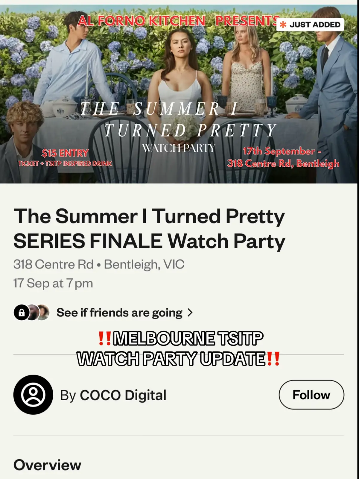 Replying to @Gweny! book your spot here:  https://www.eventbrite.com.au/e/the-summer-i-turned-pretty-series-finale-watch-party-tickets-1694051576869?utm_experiment=test_share_listing&aff=ebdsshios&sg=f2ebc19c43fc98cc177e0a29b52f9ab42d9ac72969da9a8d910a99998dd3a231e03355875de6b8c16c6395018aeada95bb47b0baea39fd797576b0de31423ec2cfb0ec9ad885207903b7170277 #tsitp #thesummeriturnedpretty #watchparty #tsitps3  #thesummeriturnedprettyedit 