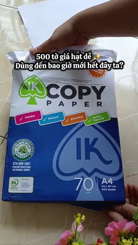 A4 IK 70 gam – láng mịn, in rõ nét 📚 500 tờ dùng thoải mái học tập, văn phòng#giay #A4 #dungcuhoctap #xuhuong #backtoschool 