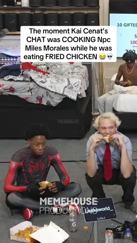 The moment Kai Cenat’s CHAT was COOKING Npc Miles Morales while he was eating FRIED CHICKEN 😭💀 #kaicenat #fyp #mafiathon3 #viral #funny 