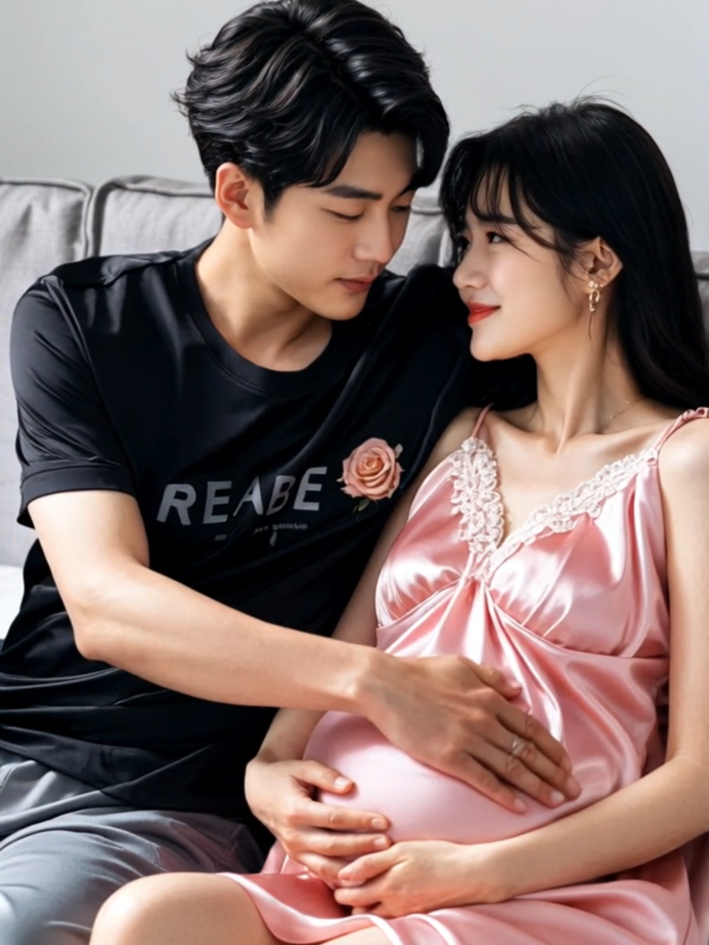 Husband rubbing his tired wife's stomach#pregnant #pregnancy #contractions #trending #maternity #backpain #labor #birth #preggo #tiktok #CreateWithEffects #childbirth #memories #capcut #japan #couple #cute