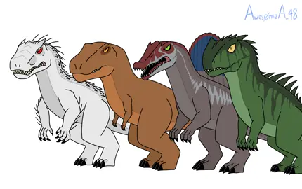 The big four Dinos vs the new Mutant in town… (I thought this scene from the BBZ Abridged Movie: Broly fit perfectly) #spinosaurus #tyrannosaurus #indominusrex #giganotosaurus #digitalart #dino #dinosaur 