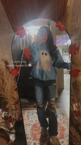 Ghosty crew neck, dark denim, and my trusty Tazman dupes—ready for all the cozy, comfy, spooky season shenanigans 🍂👻✨ #SpookySeason #FallOOTD #CozyVibes #ltkfinds 