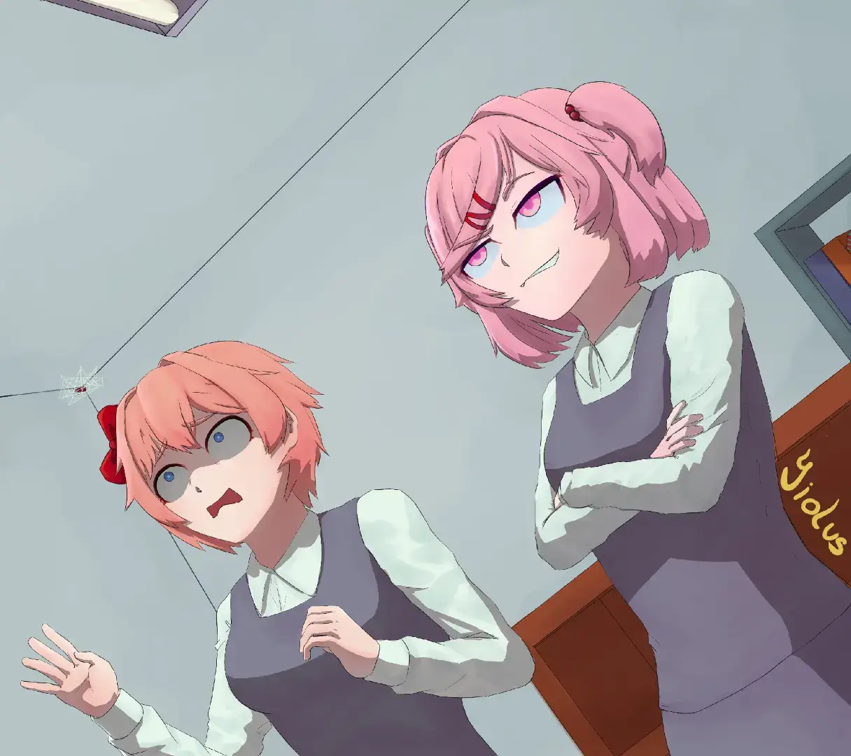 mi primera comisión chafa, pero ahora así voy a practicar para que no se quemen los ojos ✌️ claro después de una próxima animación 👀 #sayori #pclub #ddlc #natsuki #ilustracion  @Garabato Studios 