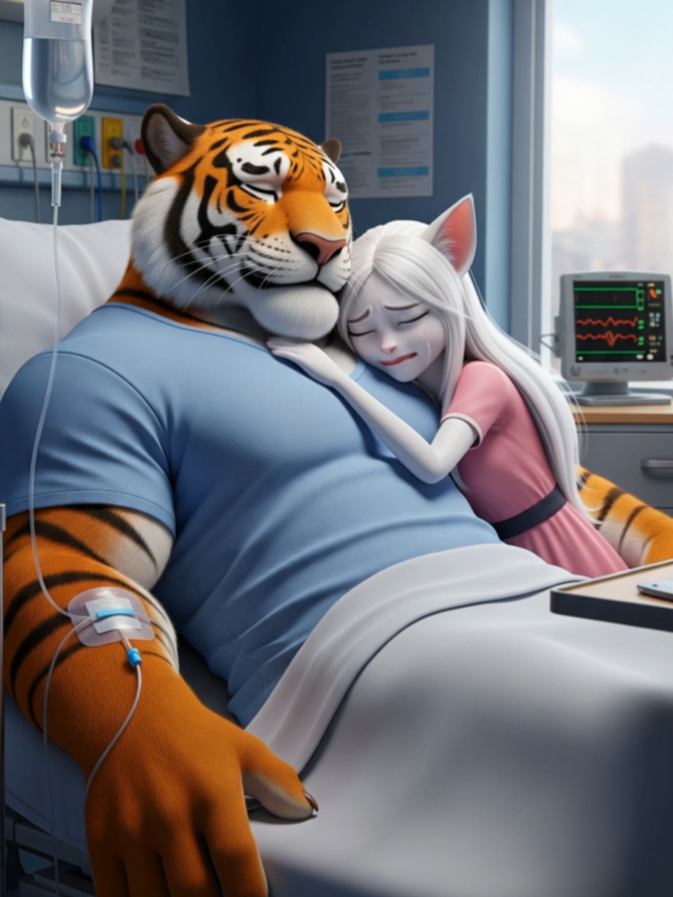 Wife had to sleep with another man to earn money to cure her husband's illness#cat #aicat #catstory #videoviral #fyp 