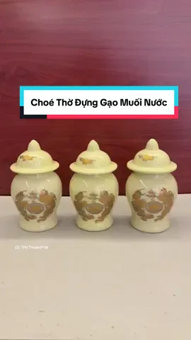 Choé thờ đựng gạo muối nước men vàng Bát Tràng, hũ đựng gạo muối nước màu vàng nhạt #choetho #dothothuanphat #dothocung 