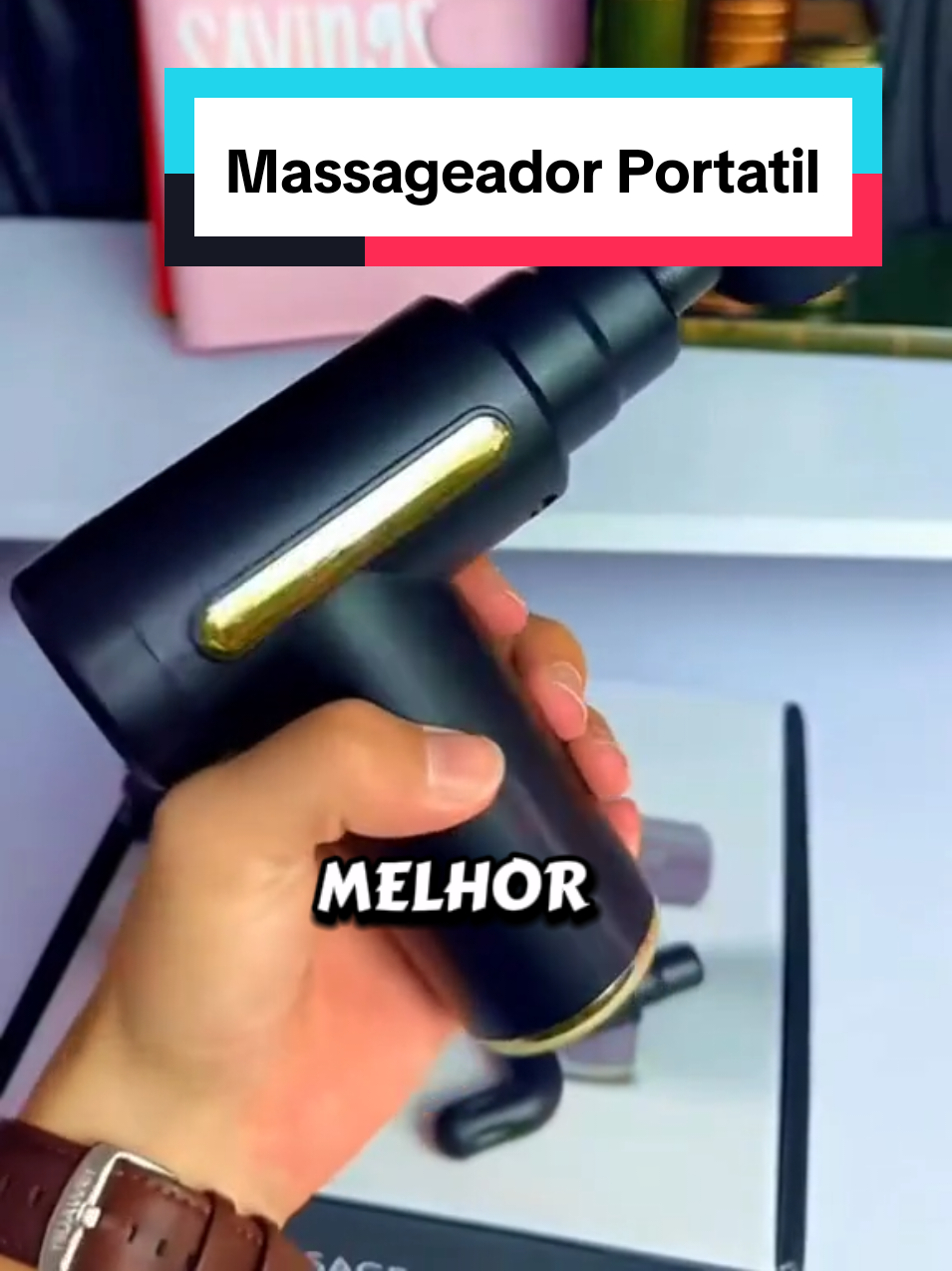 Massageador Elétrico Portátil Profissional com 6 níveis de intensidade e 4 ponteiras para relaxamento e alívio muscular. #massageador  #massageadormuscular #bemestar #Fitness