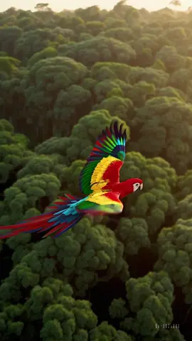 Majestic Parrot Flying Over the Amazon Rainfore #parrot #amazon #nature #wildlife #birds     
