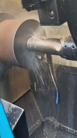 super satisfying to see the colchester tornado cnc lathe pushing a 50mm u drill through a big ol hunk of steel #cnc  #madeinnorthernireland  #manufacturing  #stem  #satisfyingvideos 