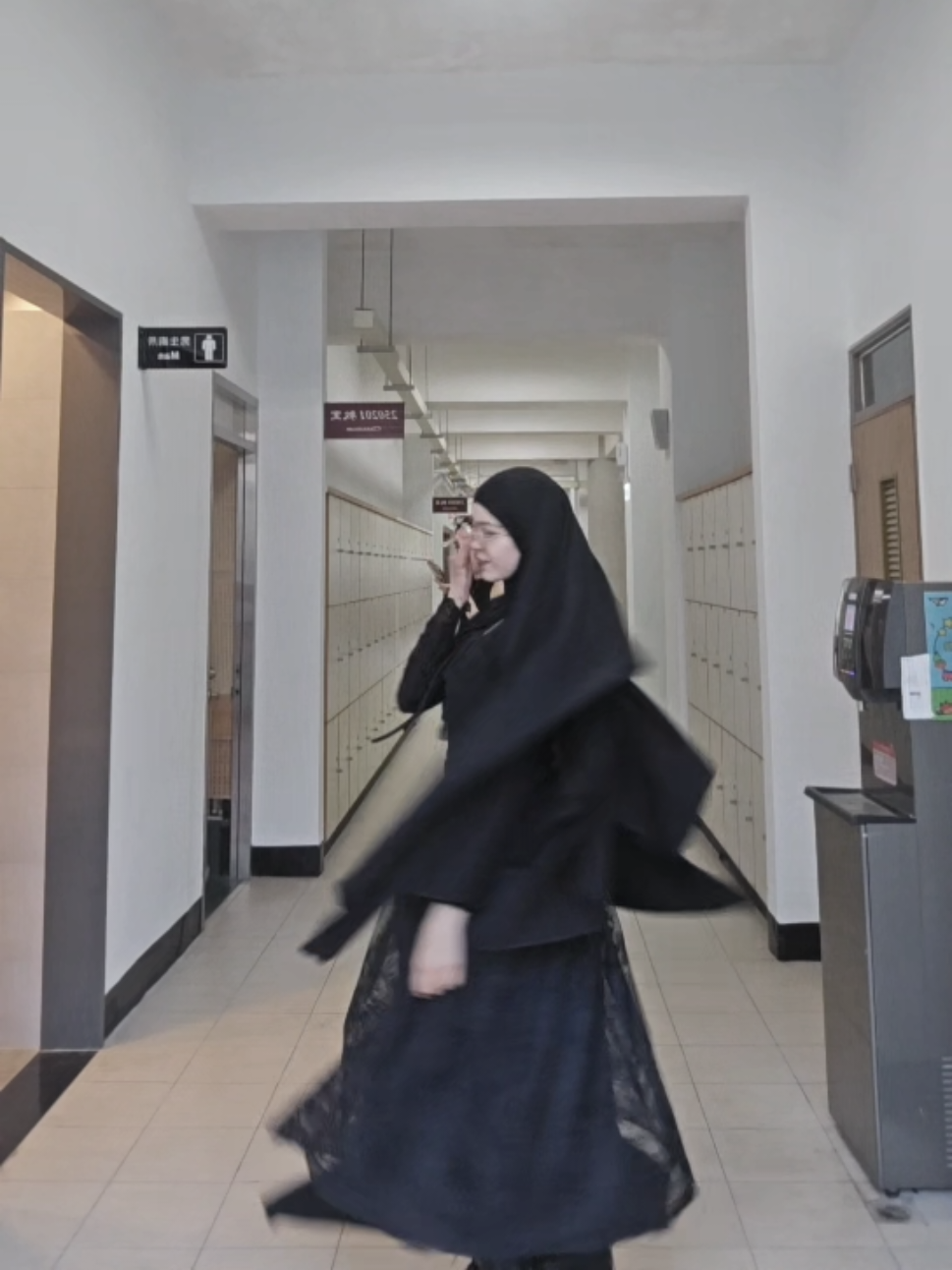 gothic girl in her Taiwanese university 🖤 #softgoth #layering ##OOTD #hijabi 