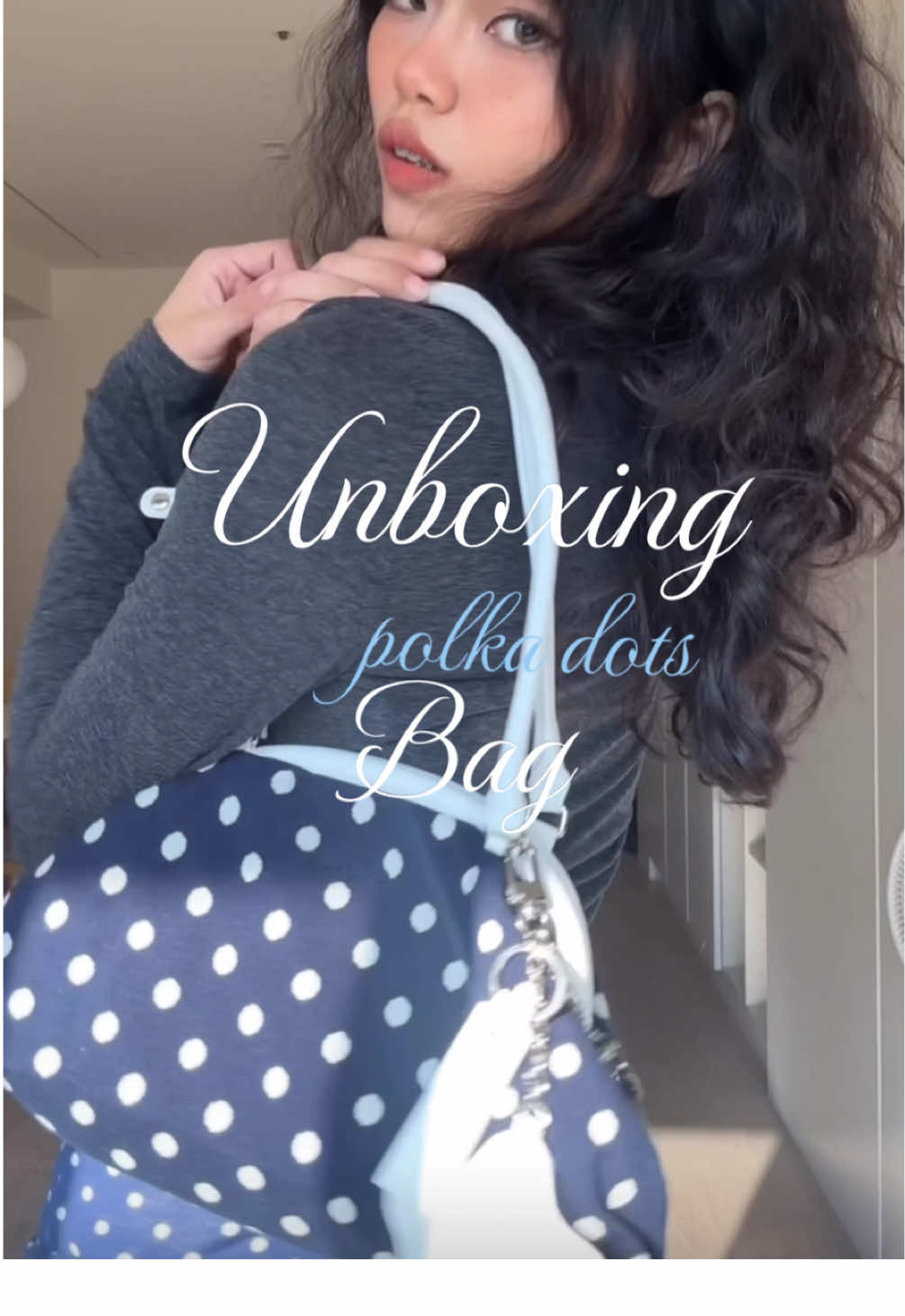 my dream polka dots bag🩵 brand: Bad Blue  #unboxing #dreambag #polkadots #dumplingbag 