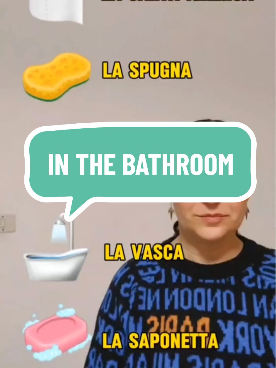 In the bathroom #learnitalian #italianamerican #italianwithkati #italianforforeigners #italianforbeginners 