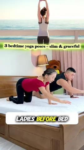 Ladies, try these 3 yoga poses before bed: Cat Pose to open shoulders and improve posture (3 mins), Frog Pose to lift hips and slim legs (5 mins), and Sleeping Swan Pose to open hips, slim thighs, and shape your back (3 mins). Would you try it tonight? #bedtimeyoga #yogaforwomen #slimlegs #dailywellness #simpleyoga