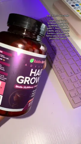 Crecimiento del cabello Vitaminas | Biotina 10,000mcg, colágeno, OptiMSM patentado, goMCT, Saw Palmetto | Cabello, piel y uñas más fuertes y saludables de forma natural | Detiene la pérdida de cabello #f #vide #tiktokshop 