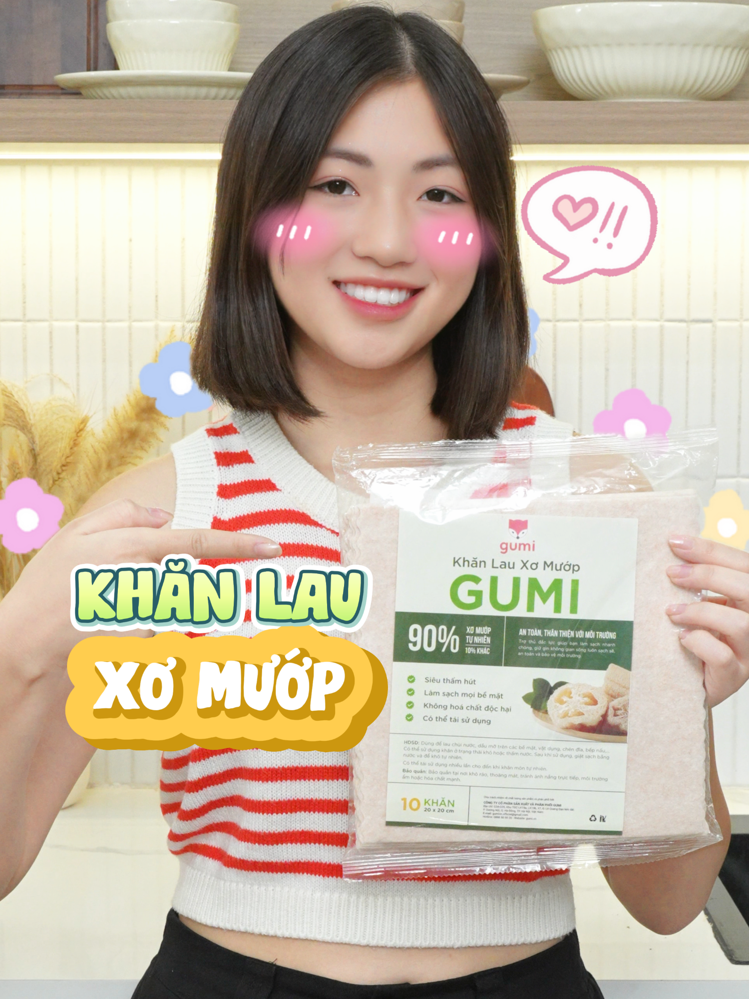 Khăn lau xơ mướp Gumi Quét sạch mọi chất liệu, an toàn với môi trường #khanxomuop #khanxomuopgumi #gumi #xuhuong #sale