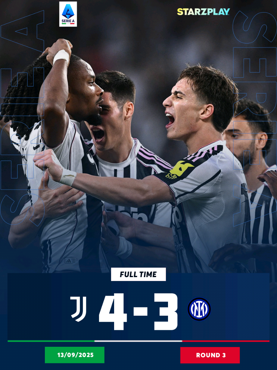 يوفنتوس يحسم القمة ٤-٣ أمام إنتر.. قمة مثيرة! Juventus edge Inter 4-3 in a thrilling classic! #SerieA #Juventus #InterMilan #STARZPLAY