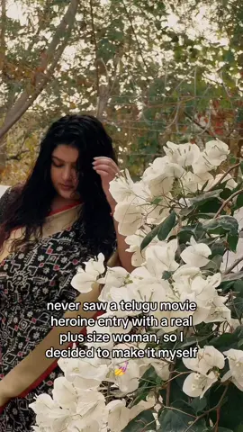 if you’re telugu or desi in general you know exactly what I’m talking about. The iconic lead actress entry scene featuring a montage of each facial feature one by one romanticized and in slow motion of course. The thing is, it’s always been the chiseled faces and slender waists in saris and I always imagined what it would feel like to see someone like me on screen. I decided to direct it myself and lemme just say those “romanticize your life” style lead actress Desi movie intros will literally make you obsessed with yourself and make you feel like THAT girl but like so ethereal. I directed this all myself at the farmhous in my mom’s village and this is one of my very early edits. As someone who always had a vision and eye for things but was scared to execute bc I kept telling myself I suck at editing, this one made me really proud of myself. If any of you plus size desi baddies relate to this message, please let me know!! I’d love your insight on how cinema impacted you and your self-image growing up! ❤️ #plussizefashion #desifashion #plussizestylist #styletips #brandstrategist #femalefounder 