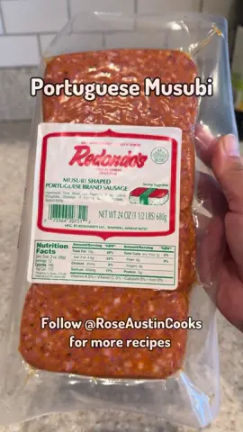 Portuguese Sausage Musubi. Found these @Costco Wholesale in Kahului. Flavor is ono, but too thin. I’ll have to add 2 slices next time. Or maybe add 1 slice of Portuguese and 1 slice of spam. #hawaiifoodie #hawaiifood #hawaiitiktok #musubi #roseaustincooks
