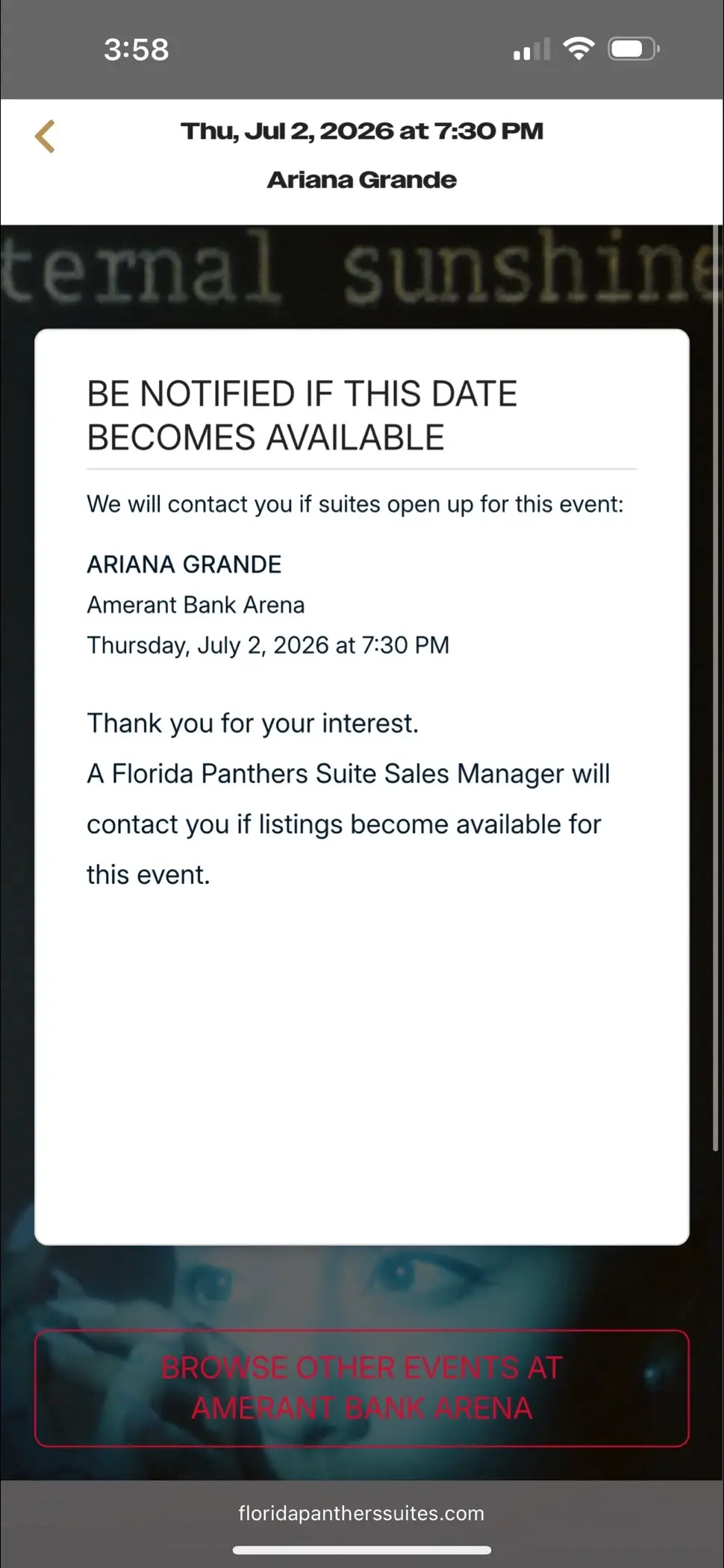 Looking for people  interested in suite tickets for 07/02 there is currently a waitlist but when I get contacted will be helping those who want to purchase get access! #arianator #eternalsunshine #arianagrande 