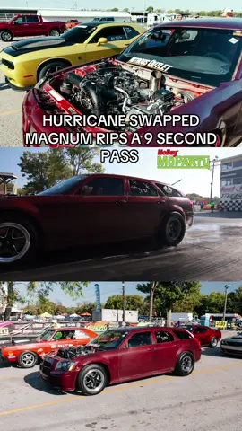 The first ever HURRICANE SWAPPED MAGNUM makes her quarter mile debut, ripping a smooth 9 second pass. Might try for the platform record 👀 #moparty #badassador #dragracing #dodge #roadkillnights 