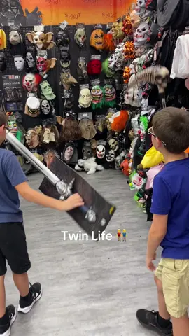 Which mask would you put on? 🎃 #doubletrouble #twinsies #twins #halloween #scary 
