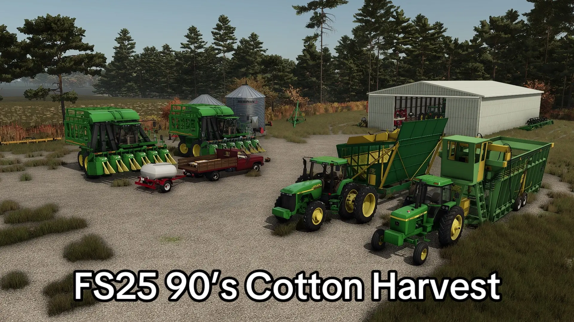 Farm Sim 25 90’s style cotton harvest in Delaplaine Arkansas. #fyp #farming #farmingsimulator25 #gaming #farmsim  @Delta South Mapping & Modding 