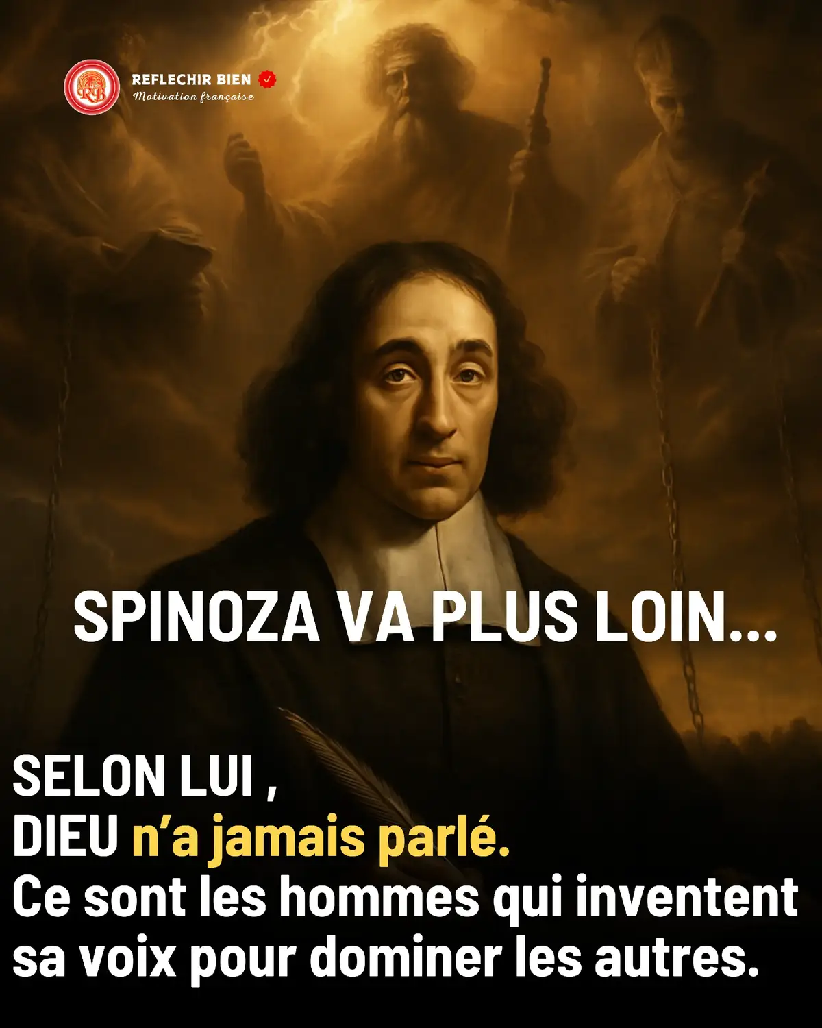 Spinoza ne nie pas Dieu. Il le rend plus grand que les religions qui le réduisent. #spinoza #philosophie #loidelattraction #spiritualité  #reflechirbien 