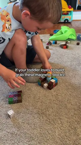 My child loves building blocks, magnetic tiles, these magnetic blocks. Anything he can stack and build with will keep him busy for hours!  #magneticblocks #buildingblocks #magnetictoys #minecraftblocks #imaginativeplay 