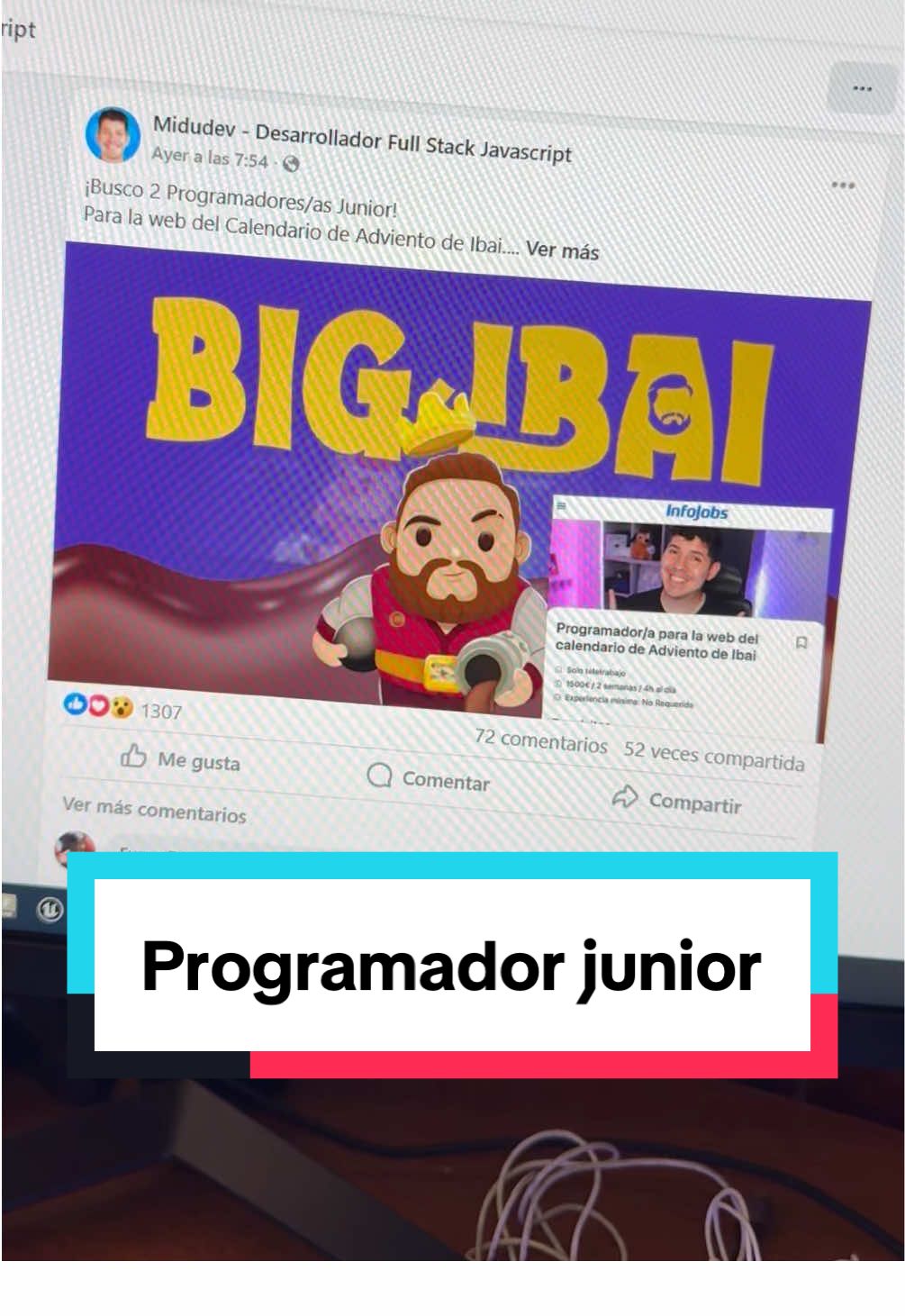 Ayúdenme etiquetándolo 🙏 #programador #trabajo #ibai #calendariodeadviento #junior @midudev - Aprende Programación 