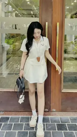 Bộ đồ thể thao nữ mùa hè tay ngắn áo thun polo chân váy thêu nơ hàng QC cao cấp #bothethao #bonuxinh #xuhuong 