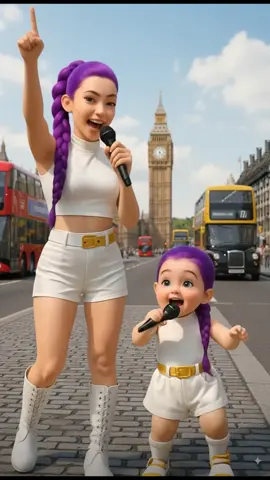 Rumi with her daughters Mira & Zoey 💖   A special KPOP Demon Hunters mother-daughter busking dance to the track 