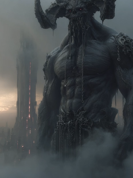 Just dropped my latest AI art: a colossal demon lord rising from the mists , what dark realm does he rule?  #aiart #demonlord #fantasyart #villain #darkfantasy