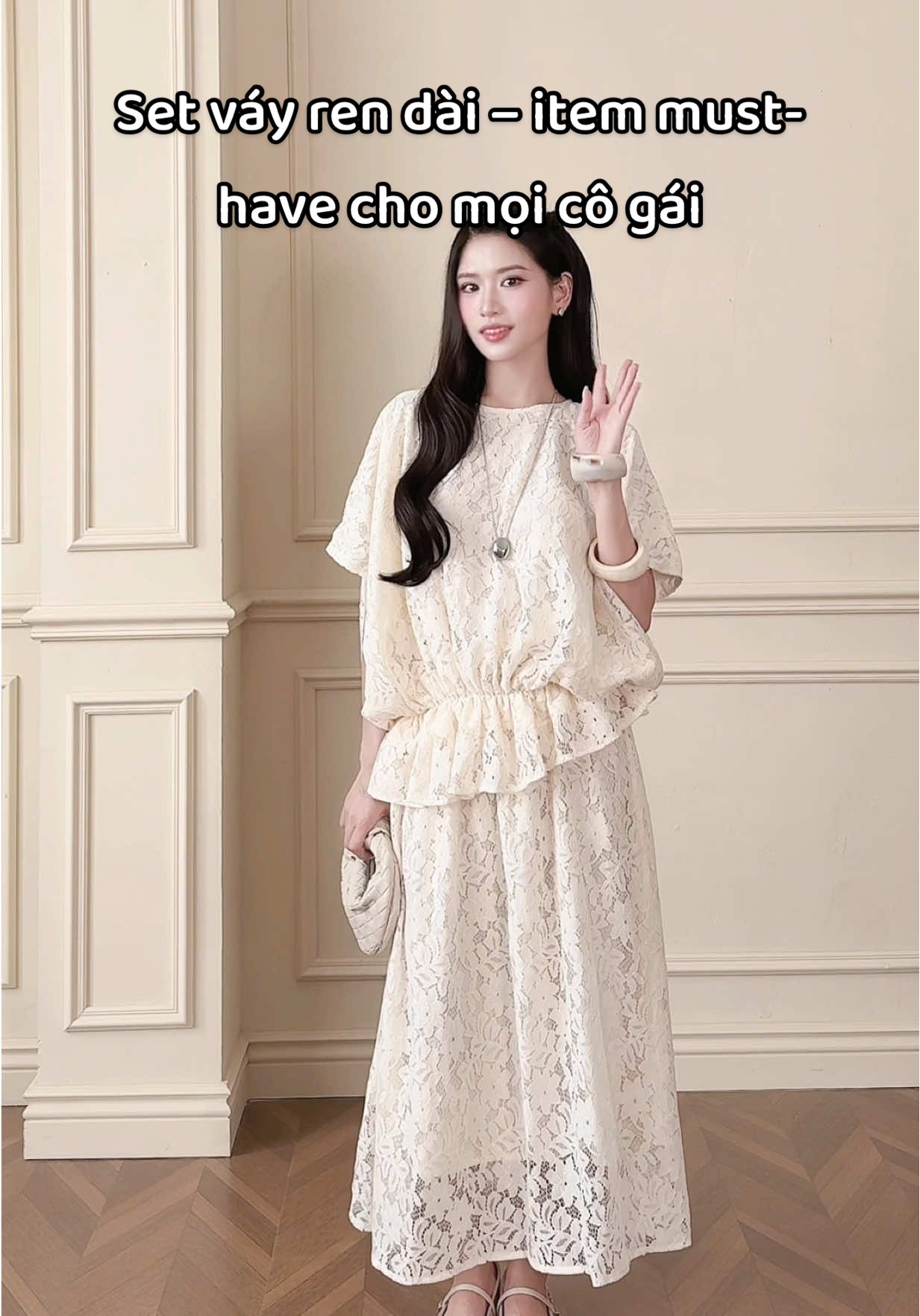 Set ren này chính là định nghĩa của nàng thơ cổ điển 🌸 Đi tiệc, đi hẹn hò hay chỉ đơn giản là muốn đẹp – đều hợp! #vaydai #vayren #petbychang #setdoxinh #thoitrangnu 