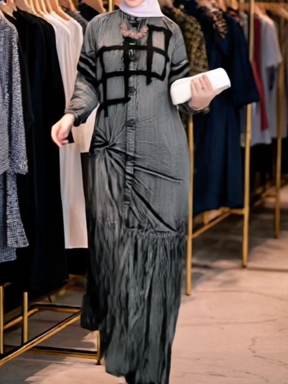 Gamis Batik Motif Jeans – Anggun untuk Harian & Kondangan #GamisBatik #MotifJeans #GamisKondangan #BusuiFriendly #FashionMuslimah 