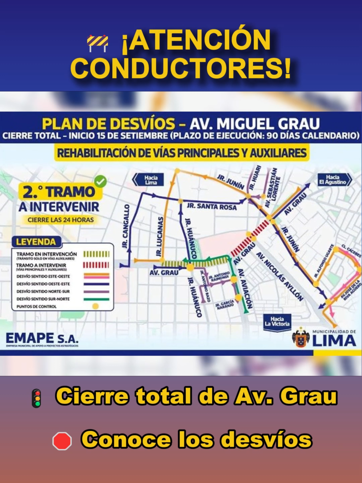 Desde este lunes 15 de septiembre, la avenida Grau quedará cerrada en su totalidad por las obras de la Vía Expresa Grau, un proyecto que conectará el Metropolitano con la Línea 1 del Metro de Lima. En este video te contamos los detalles del cierre, los desvíos y el avance de la construcción que promete transformar la movilidad en el centro de la capital. #AvenidaGrau #Lima #CrónicaExpress #VíaExpresaGrau #TráficoLima   