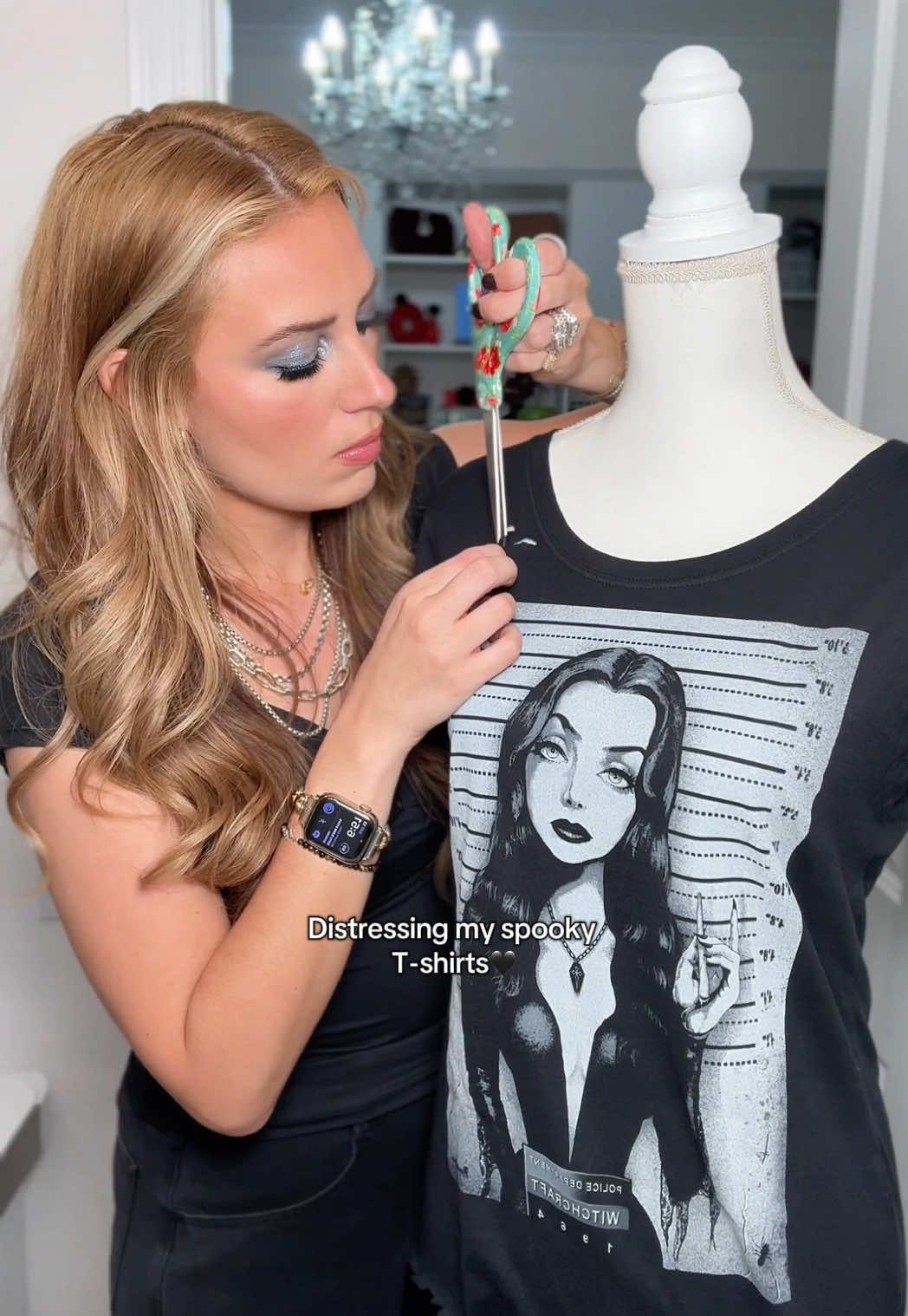 Distressing my tees for spooky szn👻 Loved how these turned out! @Unique Vintage Inc #fashion #style #tshirts #vintage #DIY 