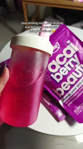 stop drinking soda , star drinking acai berry na . bye bloatêd   helo glow skin na 😫 try mo na acai berry legit sobra sarap tas dame pa benefits✅💯 #acaiberry #acaiberrybeauty #glowingskin #trending 