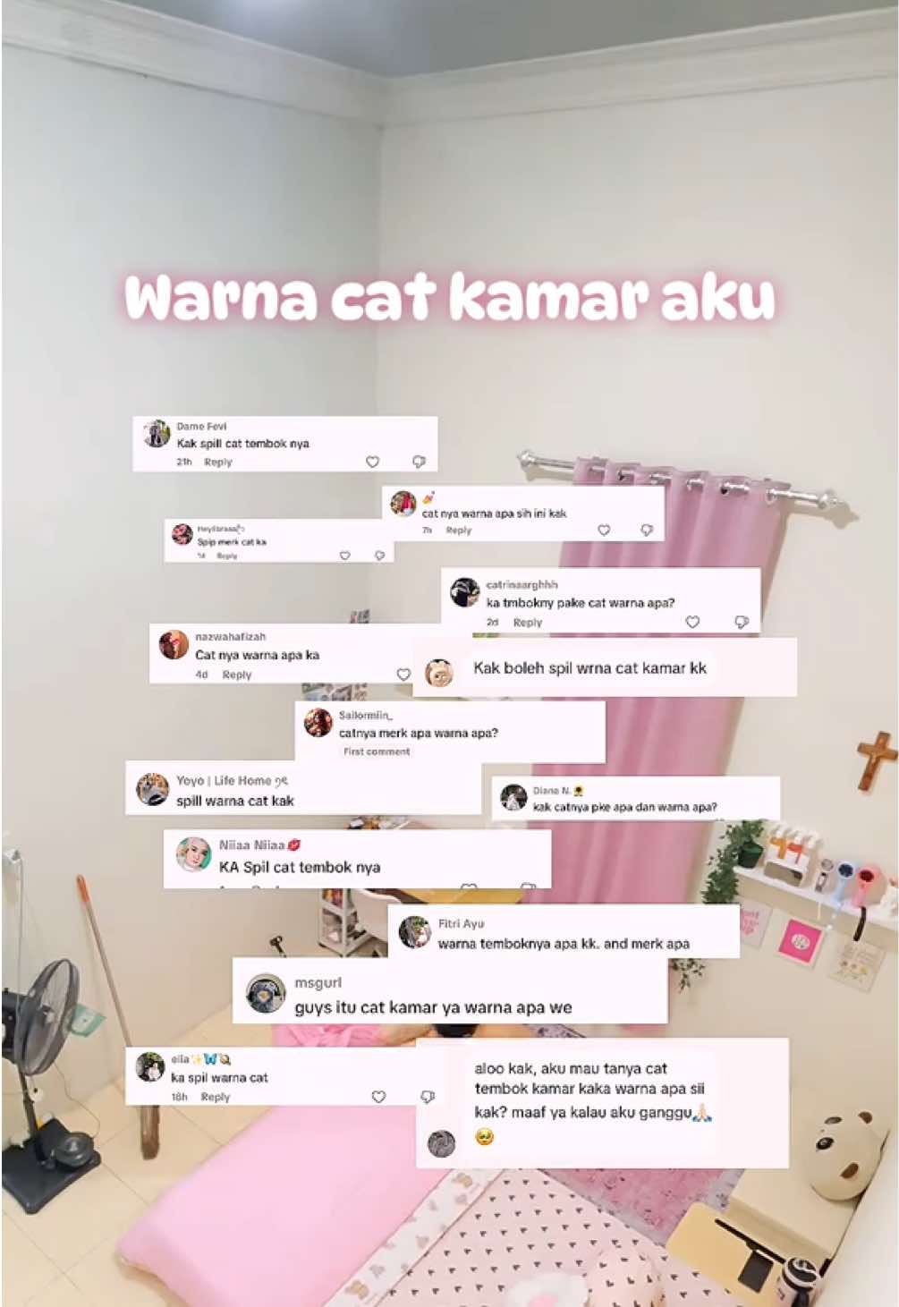 Semoga membantu buat kalian yg lagi cari warna cat kamar💃🏻💗 #catkamar #roomdecor #homedecor #kamaraesthetic #roommakeover 