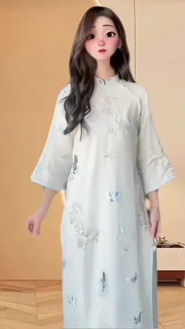 Áo dài Diên Phúc cách tân dáng suông 4 tà tơ óng thêu bướm và hoa tinh tế ✨ #aodai #aodaicachtan #nhinhiaodai #thoitrangnu #xuhuongtiktok 