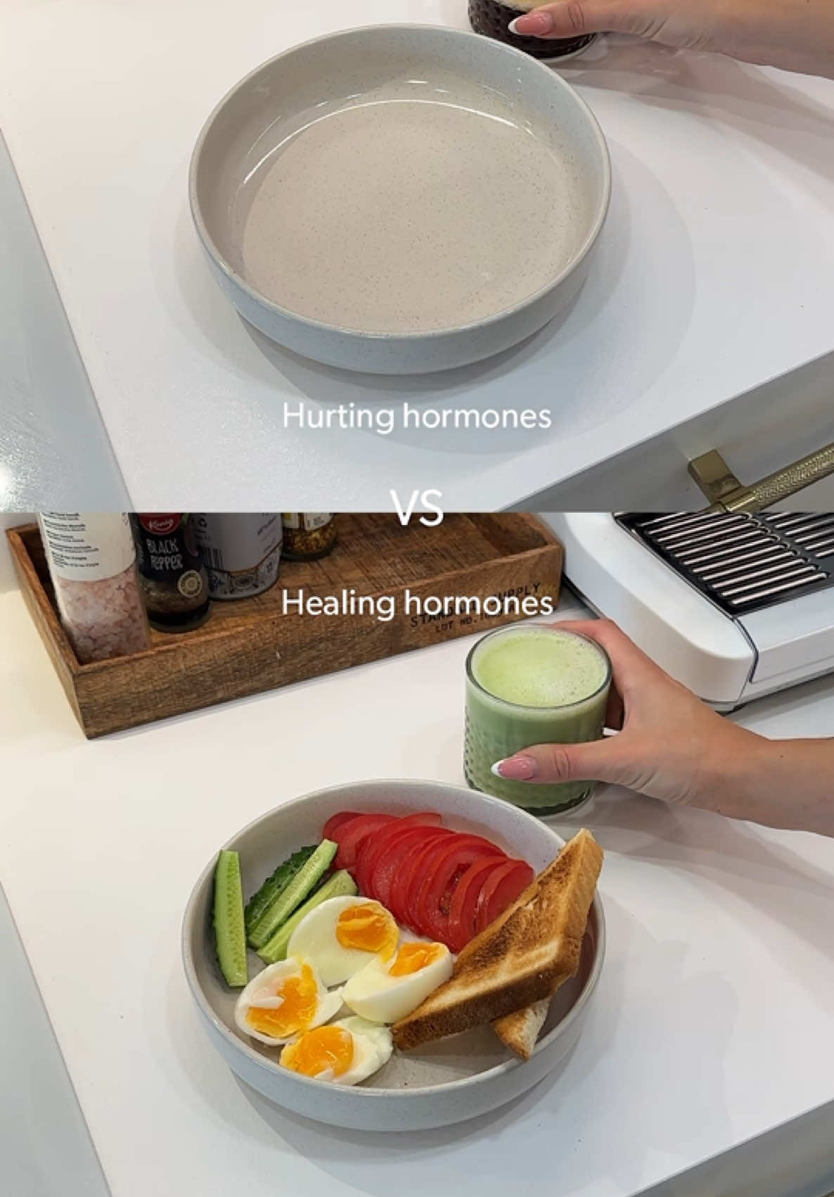 Small changes can make a big difference in the way you feel. When I was struggling most with PCOS and hormone imbalances (high cortisol, high testosterone, low progesterone), my routine looked so different. What’s helped me: 	•	Eating a balanced breakfast with protein, fats, fiber & carbs (no more skipping) 	•	Pairing caffeine with food & swapping some coffee for matcha 	•	Moving based on energy levels instead of forcing intense workouts daily 	•	Prioritizing sleep, lowering stress & gentle movement 	•	Cutting morning & late-night screen time 	•	Adding Bioma Female Probiotics before breakfast 🌿 Everyone’s different - these are just the shifts that helped me feel steadier through the day. #pcos #pcosawareness #horomones #highcortisol #hormoneimbalance #nervoussystem #HealingJourney #wellnessjourney #femalehealth #womenshealth 