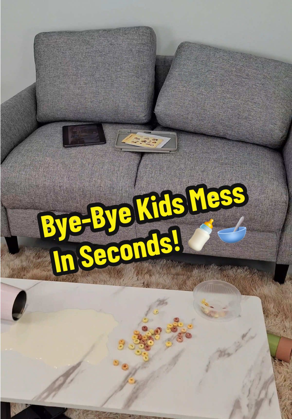 👶🧃From juice to cereal spills - kids mess is no match for the V10! 💪🏼✨ The wet and dry functionality of the V10 cleans it ALL in seconds. The only cleanup tool every family needs. 🏡🧹 #kidsmess #householdcleaning #mumlife #parenthack #wetanddryvacuum 