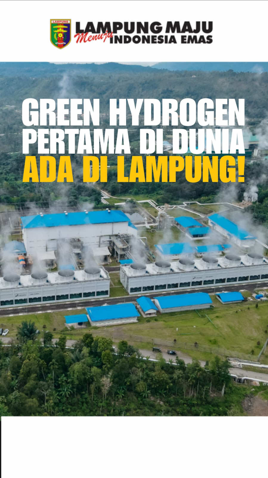 🚨 Breaking News dari Lampung! Di Ulubelu, Tanggamus, pembangunan Green Hydrogen Pilot Plant pertama di dunia berbasis panas bumi resmi dimulai! 🔋🌱 Pilot plant ini memakai teknologi anion exchange membrane electrolyzer. Dengan target produksi 100 kg hidrogen hijau per hari pada November 2026. Apa artinya untuk masyarakat? ✅ Lapangan kerja baru untuk warga ✅ Ekonomi Lampung makin bergerak ✅ SDM lokal naik kelas lewat teknologi energi bersih ✅ Udara lebih bersih untuk anak cucu kita Hidrogen hijau dari Ulubelu tak cuma dipakai @pertamina group. Tapi juga industri global seperti @toyota untuk kendaraan ramah lingkungan. Proyek strategis ini adalah langkah besar: ⚡ Mendukung transisi menuju energi bersih ⚡ Memperkuat hilirisasi sumber daya alam ⚡ Mengantar Indonesia menuju Net Zero Emission 2060 Lampung kini resmi jadi pelopor energi hijau. 👉 Dari Lampung… untuk Indonesia. 👉 Dari Lampung… untuk dunia! #LampungMaju #EnergiHijau #GreenHydrogen #ulubelu #tanggamus 