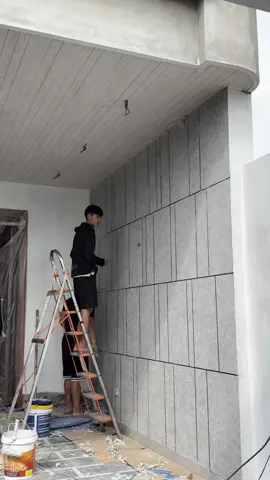 Sơn hiệu ứng giả bê tông. Nhìn ai cũng tưởng ốp đá 😛#xaynha #sonnha #hanhtrinhxaynha 