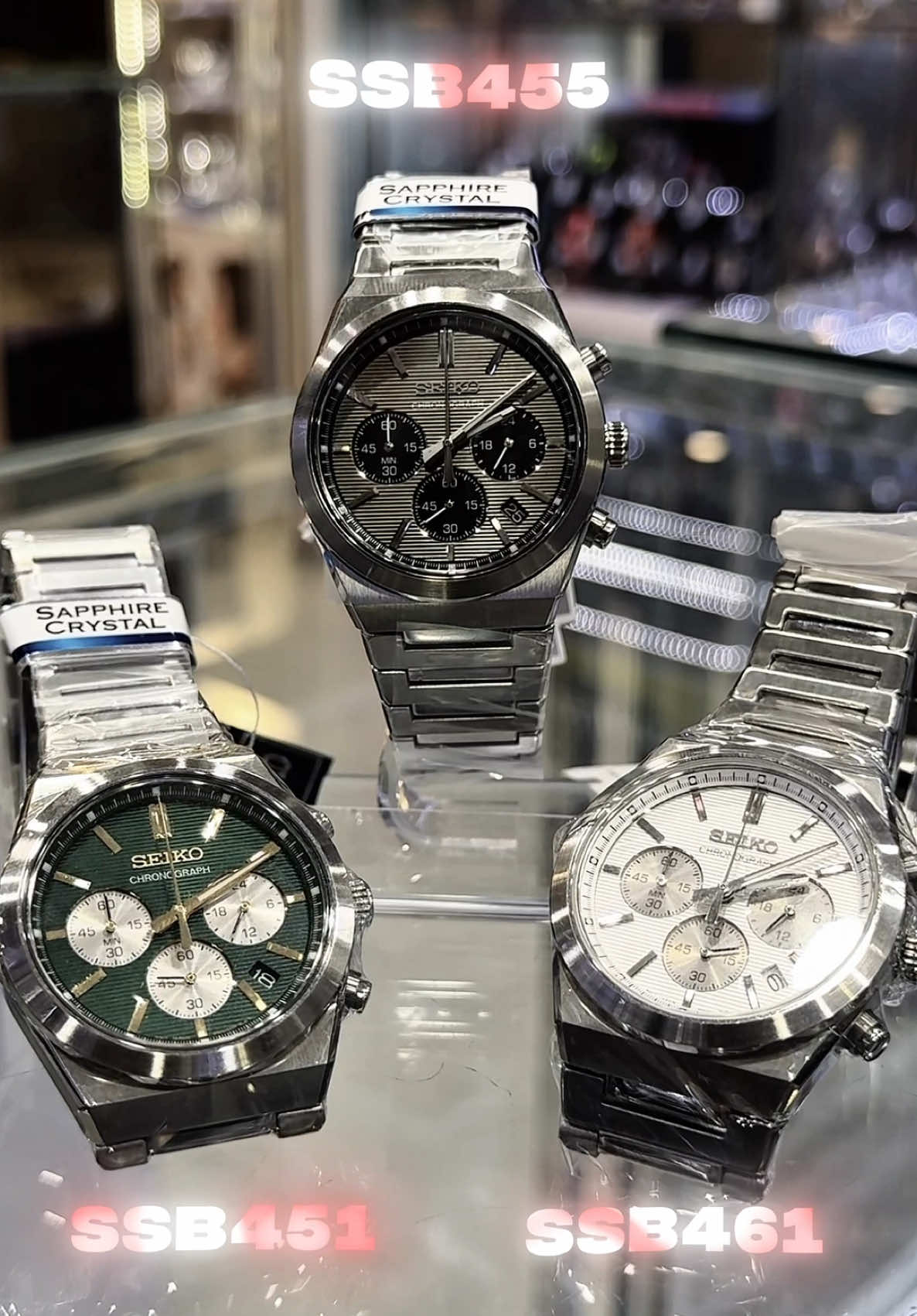 TYPE SSB455,451,461 Seiko Quartz Discover More Essentials Collection Chronograph • SPESIFIKASI - Quartz Movement - Caliber 8T63 - Stainless Steel Case - Stainless Steel solid - Sapphire Crystal - Garansi resmi 3 tahun - Water resistant 100m - Diameter 40 mm x Thickness 11.5 mm - Lug to lug 45.8 mm - 152 g Hastag :  #CapCut #seikowatch #seiko #seikoquartz #seikochronograph 