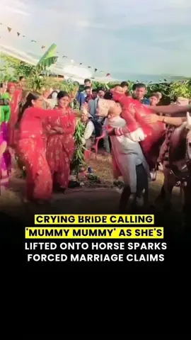 Young woman being carried onto a horse and forced into a marriage. Who created these traditions? Was it labelled as traditions to keep women a slave? Was it labelled as traditions so it will never change? #bride #wedding #forcedmarriage #childmarriage #equality 