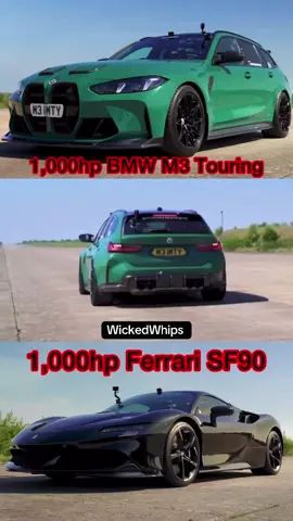 1,000hp Tuned BMW M3 Touring v 1,000hp Ferrari SF90 DRAG RACE #bmw #ferrari #bmwm3touring  #ferrarisf90 #ferrarifans 